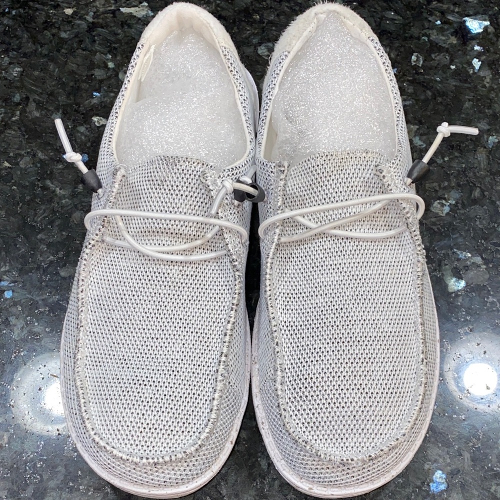 Hey Dude Wendy Women's White Knit Moccasins Stone White Size 9 - Picture 5 of 10